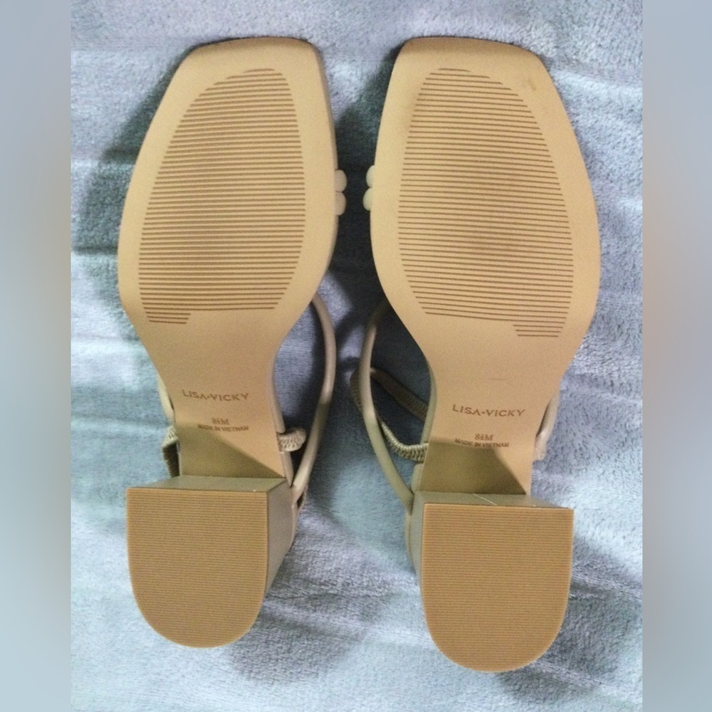 Lisa Vicky Illume Tan Strappy Block Heeled Sandals Size 8.5 - Picture 7 of 12